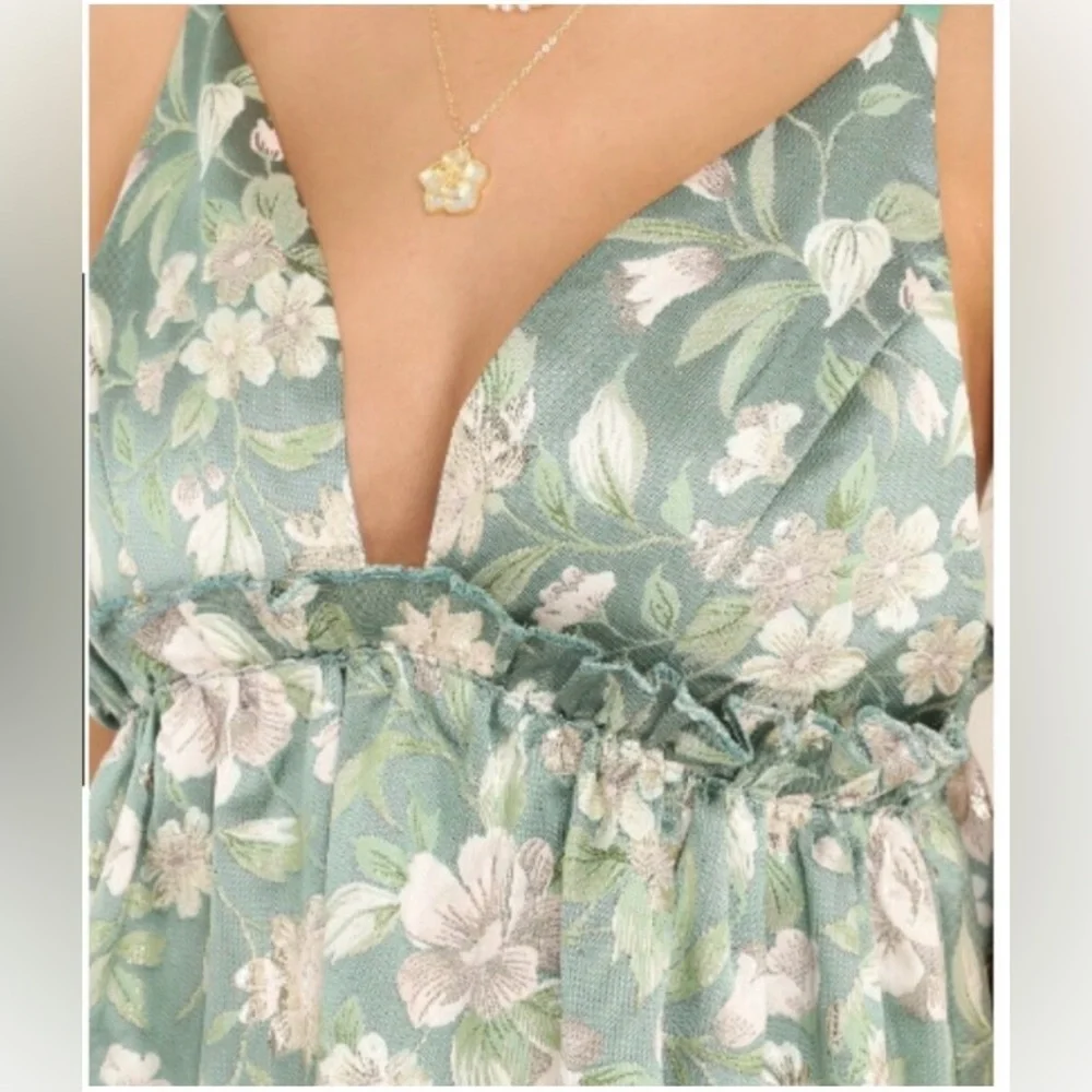 I CAN’T WAIT SAGE GREEN JACQUARD FLORAL MAXI DRESS